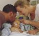 Josh Roberts and Katelyn Galea with son Archie, who has been taken off life support. 