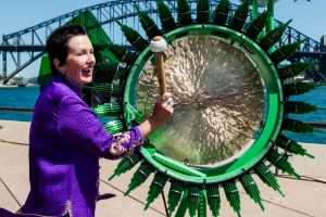 Lord mayor Clover Moore beats the drum for Sydney's Chinese New Year festivities.  