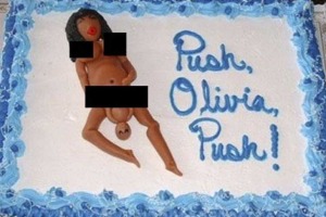 Baby shower cakes ... not always in the best taste.