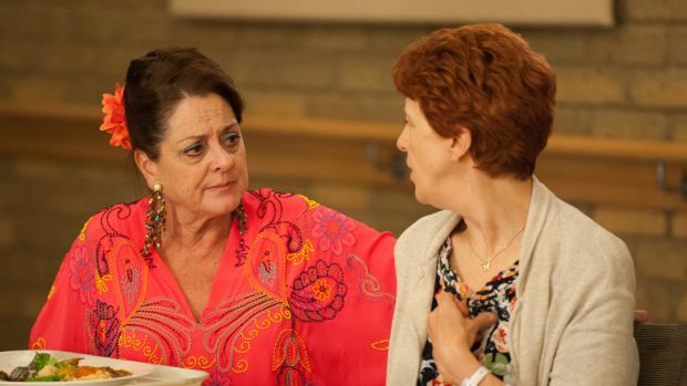 Denise Drysdale and Debra Lawrance in a scene from <i>Please Like Me</i>.