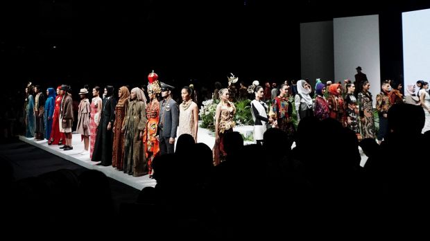 Models close a show at Indonesia Fashion Week in Jakarta, this week.