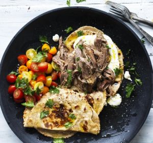 It's a wrap - Slow cooked lamb with garlic yoghurt and wholemeal milkbread.