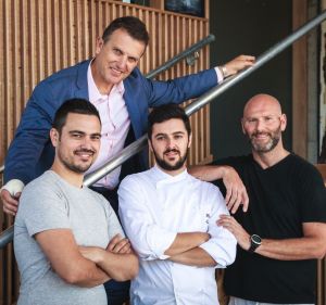 Bill Drakopoulos (rear) with Victor Moya, Mattia Rossi and Alessandro Pavoni, of Ormeggio, and newly opened Sotto Sopra. 