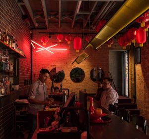 The interior of Lee Ho Fook bar.