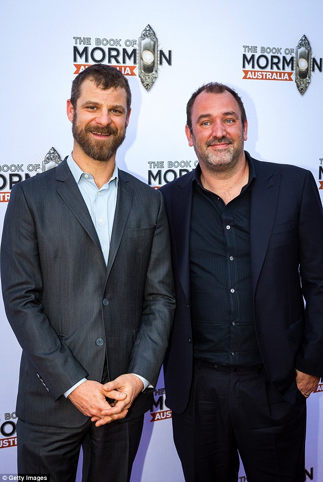 Suits you! Trey Parker and Matt Stone were on hand to mark the star-studded premiere of the Broadway production at Princess Theatre in Melbourne on Saturday