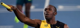 RIO DE JANEIRO, BRAZIL - AUGUST 19: Usain Bolt of Jamaica celebrates winning the Men's 4 x 100m Relay Final on Day 14 of ...