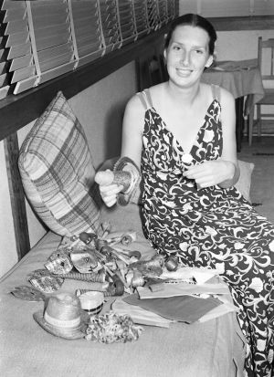 Miss Margaret Dovey, the future Mrs Whitlam, prepares for a party at her Vaucluse home in 1938.