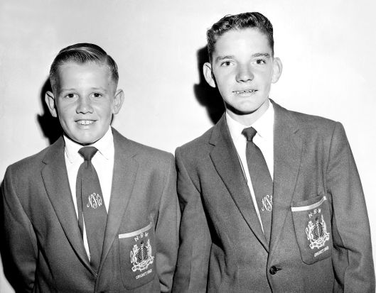Bruce Francis (left) and Ray Baartz from the NSW Schoolboy cricket team in 1961. 
Francis went on to become a Test ...