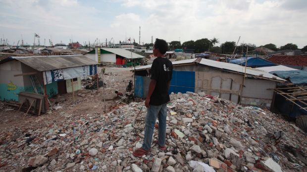 Some residents of Kampung Akuarium, in North Jakarta, refused to leave when evicted in April.