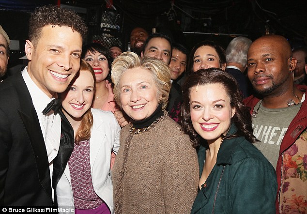 Former secretary of state Hillary Clinton smiled for pictures as she posed with cast members