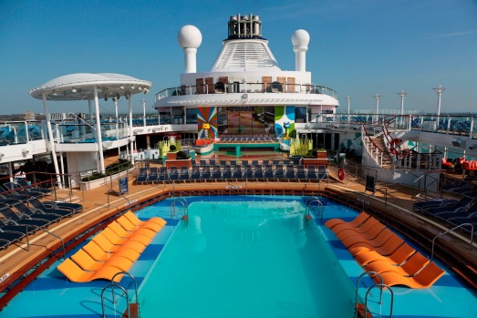 The pool deck on Ovation of the Seas.