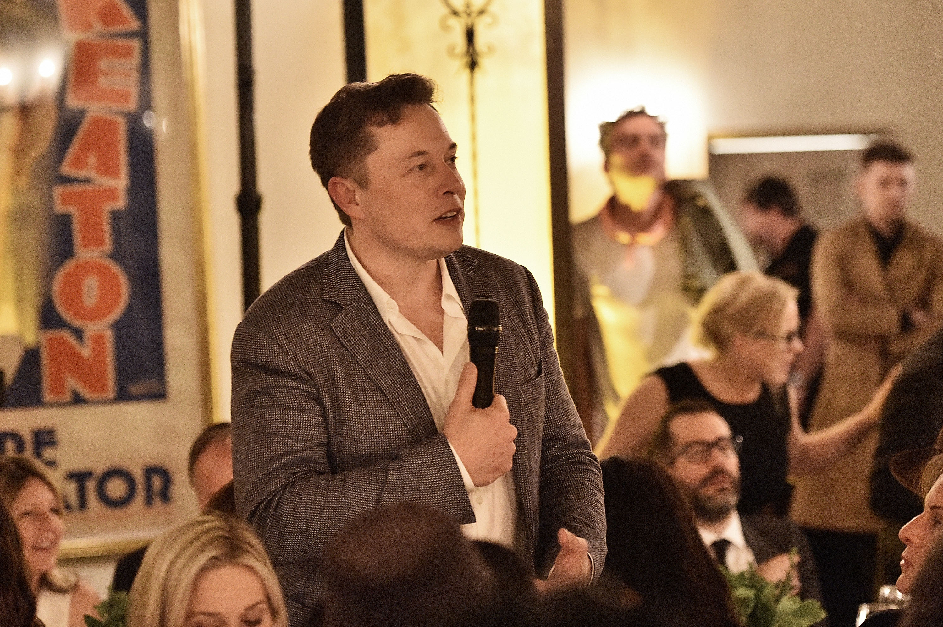 Elon Musk at a charity dinner for gender equality