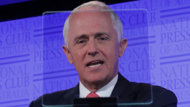 Prime Minister Malcolm Turnbull at the National Press Club on Wednesday.