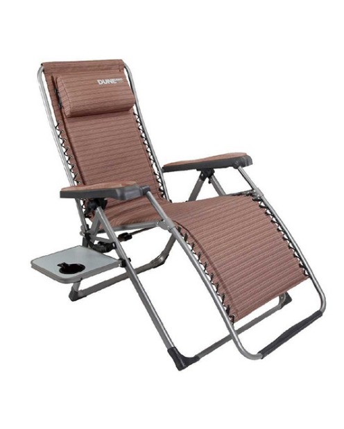 <b>Dune Aluminium Xl Recliner Brown</b><br>
Who said you had to leave your favourite chair behind when you hit the road? ...
