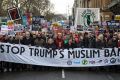 Thousands of protesters with banners and placards marched through central London on Friday.