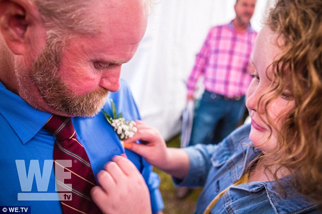 Looking after daddy: The two have a close bond