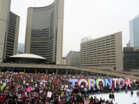 The Women's March crowd fills Nathan Phillips Square.