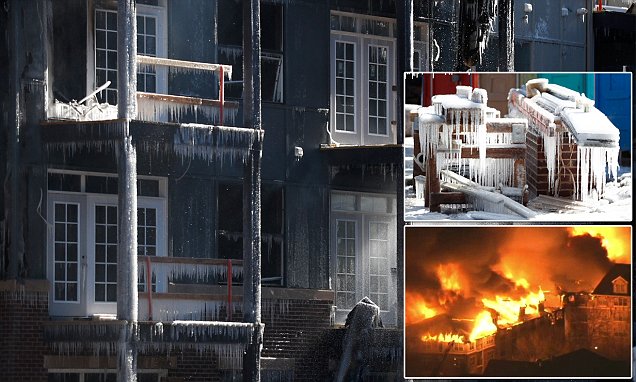 New Jersey apartment complex FREEZES over during fire