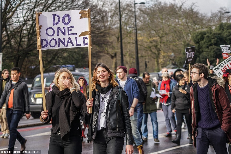 Protesters storm the streets of London in response to President Trump's travel ban 