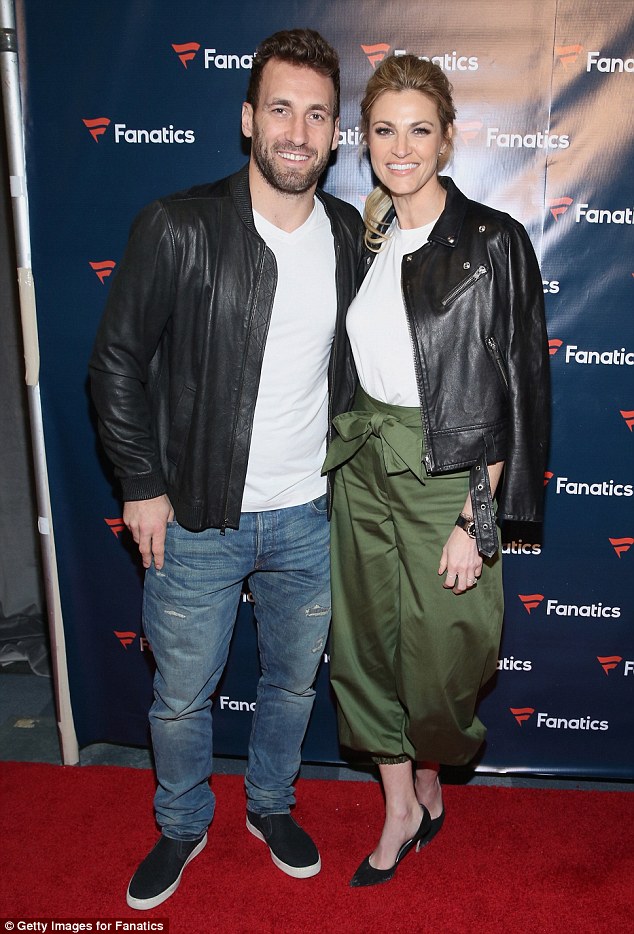 Cute couple: Fox NFL correspondent and Dancing with the Stars host Erin Andrews, 38, stopped by with her fiance, former NHL hockey player Jarret Stoll, 34