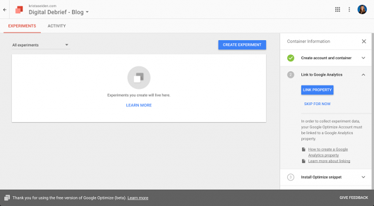 Digital Debrief – Step-by-Step: Linking Your Google Analytics and Optimize Accounts and Installing the Optimize Snippet