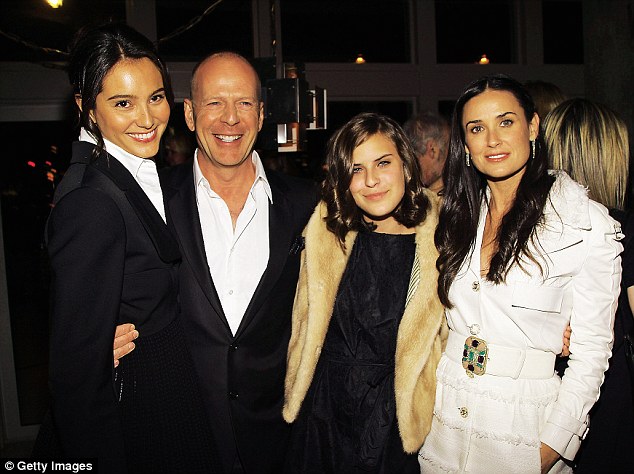 Bruce with wife Emma, daughter Tallulah and ex Demi