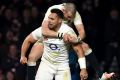 Impact player: Former NRL star Ben Te'o celebrates his try that gave England the momentum to win their opening Six ...