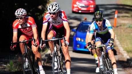 Racing: (from left) Adam Phelan, Damien Howson and Cameron Meyer in the Oceania Cycling Championships in 2013.