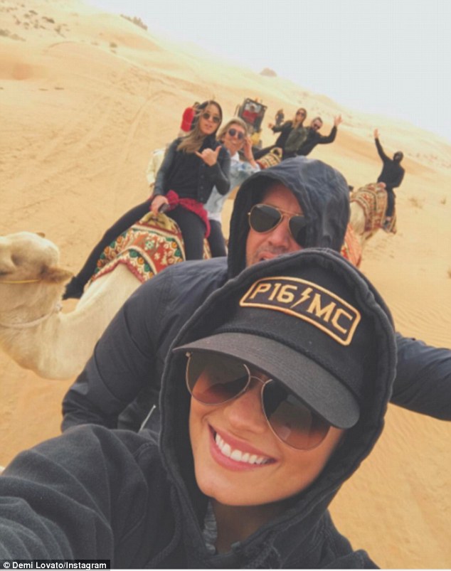 All aboard! The Glee actress did also post a more lighthearted picture which showed herself and friends riding on a caravan of camels