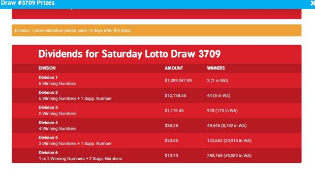 One lucky West Australian has won $1.3 million in Saturday's draw.