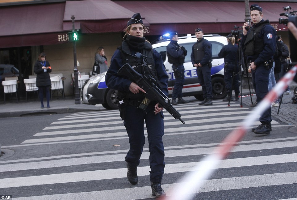 Soldiers patrolling as part of France’s ongoing State of Emergency stopped the man getting into the building shortly after 9am