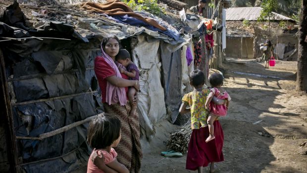 The Kutapalong Rohingya refugee camp  in Cox's Bazar, Bangladesh. More than 65,000 Rohingya have fled across the ...