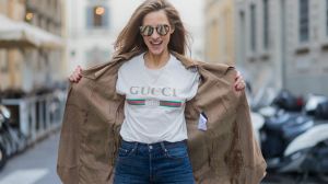 German model and blogger Alexandra Lapp rocks the Gucci T-shirt.