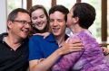 Samuel Garrett with his family, Marcela and Stephen Garrett and sister, Emma, 15, after he finds out his ATAR score is ...
