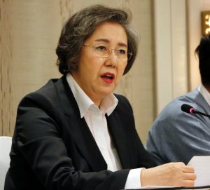 Yanghee Lee, UN Human Rights Special Rapporteur to Myanmar, speaks to journalists in Yangon in January. Ms Lee visited ...