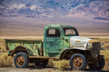 Ballarat, near Death Valley California. This truck was apparently owned by infamous murderer Charles Manson who was ...