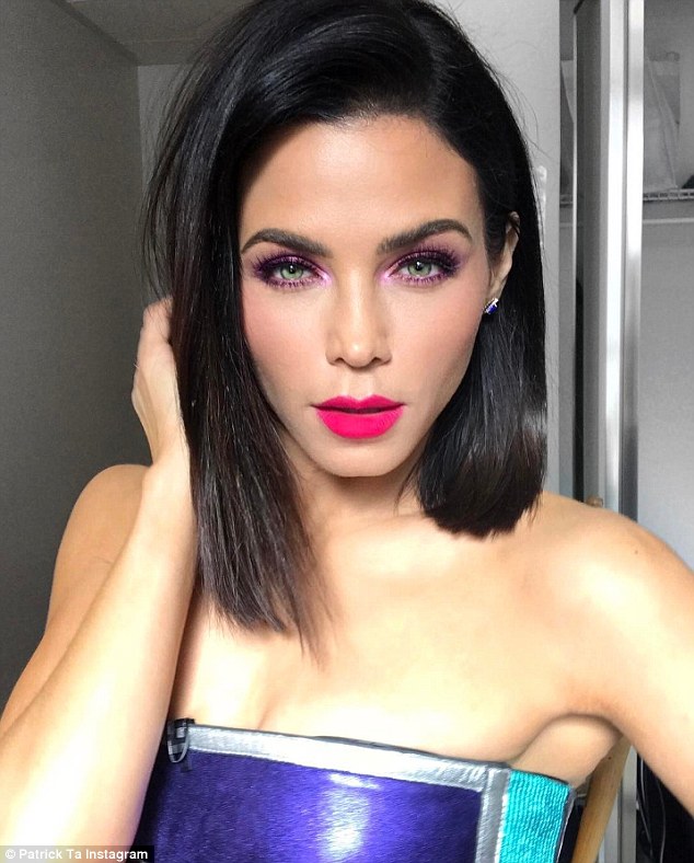 'So Much Fun Playing With Looks': The actress wore faux mink eyelashes, a bright hot pink lip and matching eye shadow in a close-up photo posted by celebrity make-up artist Patrick Ta