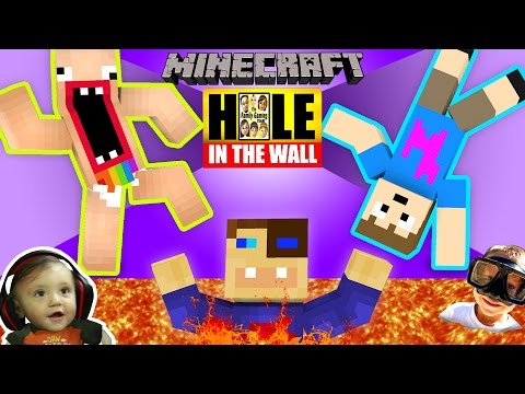 MINECRAFT Hole in the Wall MINI-GAME! w/ FGTEEV Shawn, Duddy & Chase (SUPER CHALLENGE)