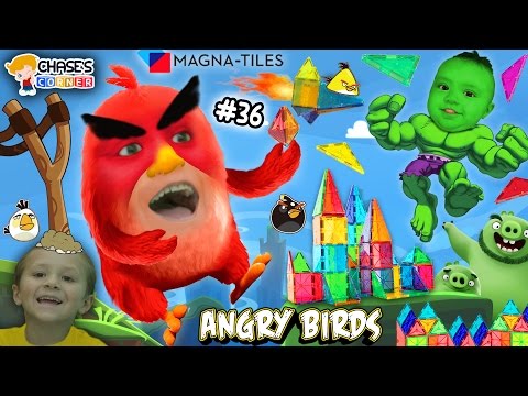 Chase's Corner: ANGRY BIRDS & HULK Smash MAGNA TILES Magnetic Building w/ Shawn (#36) | DOH MUCH FUN