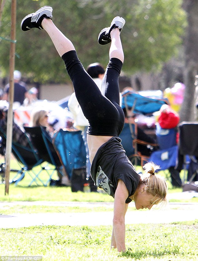 Almost there! The actress did a handstand on her own where she managed to find a good balance in there somewhere