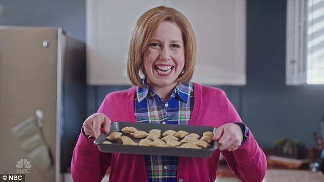Hot: The Twilight star seduced a married housewife - played by Vanessa Bayer - at a Super Bowl party in the commercial for frozen pizza rolls