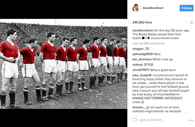 As the fallout over the leaked emails continued on Sunday, Beckham found the time to pay his respects to the victims of the Munich air disaster of 1958