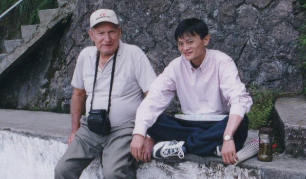 The late Ken Morley with a young Jack Ma.