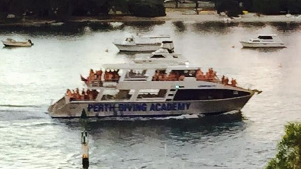 The nudist club stripped off for a cruise down the Swan River.