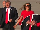 Donald Trump and his wife Melania had an awkward hand-hold Friday on the tarmac of the Palm Beach International Airport, after he arrived for a stay at his Mar-A-Lago resort