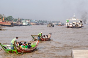 Taking a trip across the Yangon River is the only way to reach Dala island, on the left.