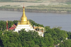 Sanctuary Ananda sails on the Irrawaddy River past Sagaing.