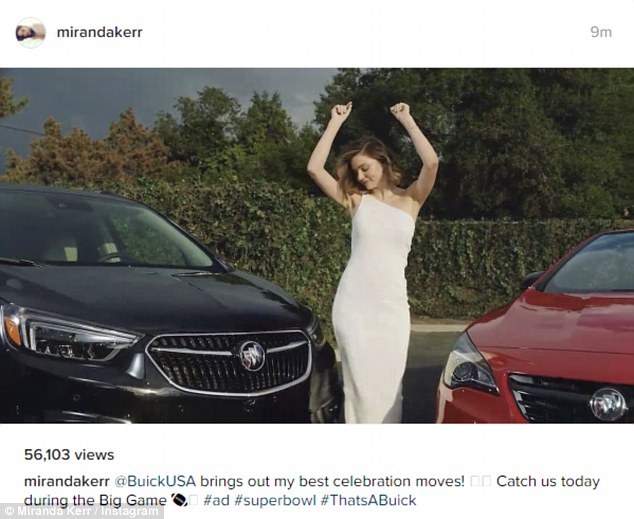 Commercial cutie: Miranda Kerr was excited for her Super Bowl commercial spot for Buick