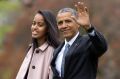 Malia Obama, with her father, outgoing US President Barack Obama. 