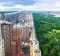 View of Trump Intl hotel and tower with skyline, Central Park, New York. 